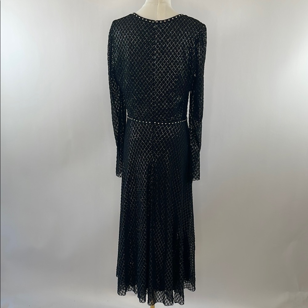 NISSA Black Printed Tulle Midi Dress US 10 - Picture 12 of 14